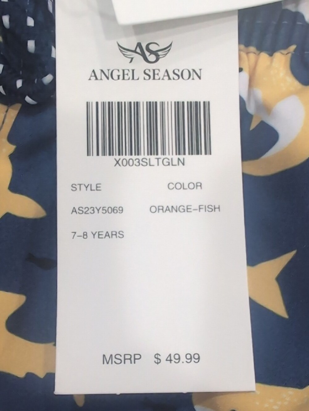 Kids Navy Shark Print Swim Trunks - Picture 6 of 6